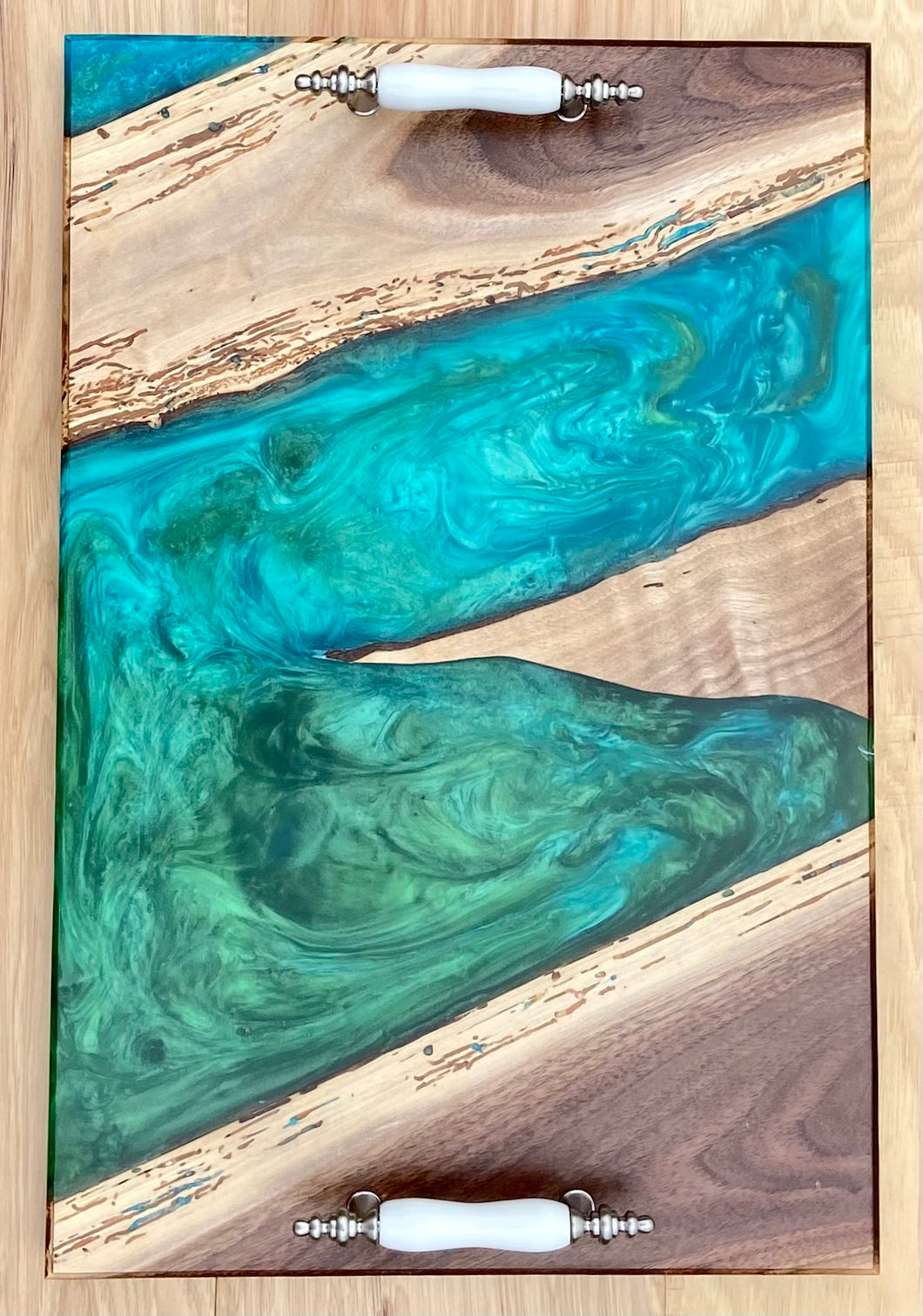 Aqua Blue & Emerald Green Charcuterie Board