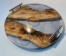 Load image into Gallery viewer, 16 inch round Spalted Maple and Epoxy Drink Tray
