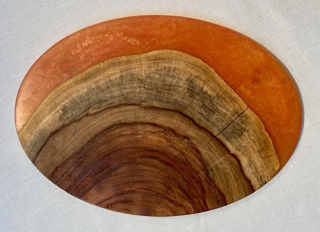 Oval Cherry Burl and Tangerine Charcuterie Board