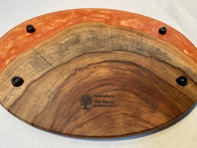 Oval Cherry Burl and Tangerine Charcuterie Board