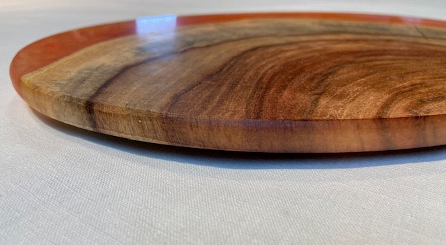 Oval Cherry Burl and Tangerine Charcuterie Board