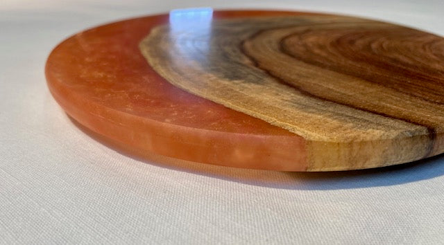 Oval Cherry Burl and Tangerine Charcuterie Board