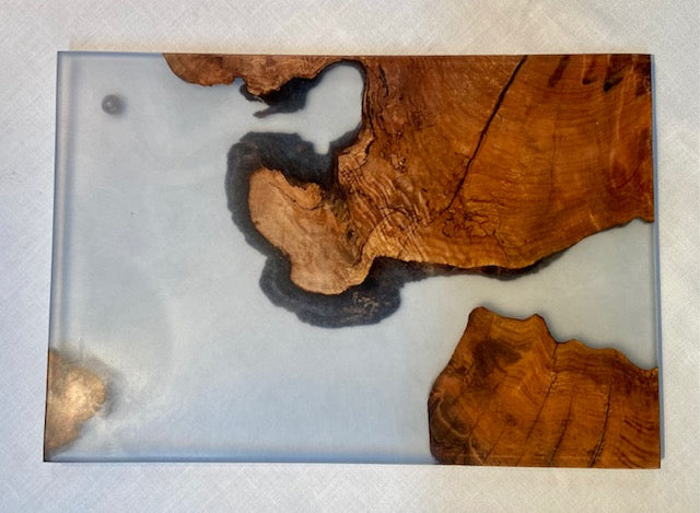 Maple Burl and Ghost Blue Serving Tray