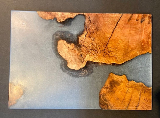 Maple Burl and Ghost Blue Serving Tray