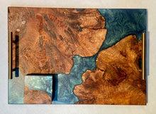 Load image into Gallery viewer, Walnut Burl and Macaw Blue Charcuterie Board, extra large
