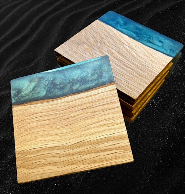 Maple and Blue Green Coasters