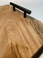 Load image into Gallery viewer, Spalted Maple and &quot;burple&quot; Charcuterie Board with Black Handles
