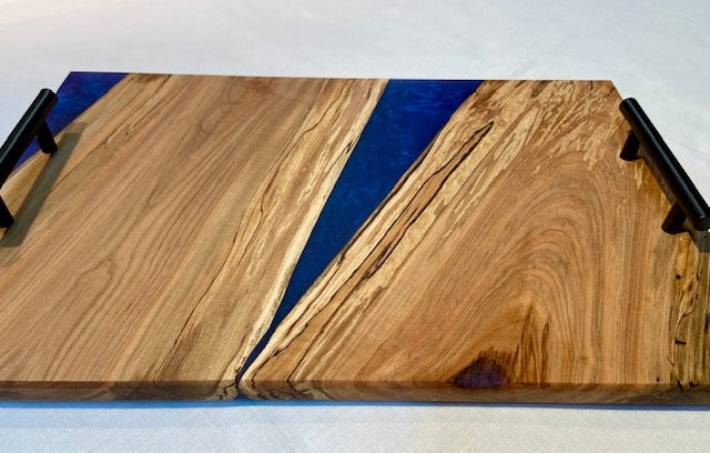 Spalted Maple and "burple" Charcuterie Board with Black Handles