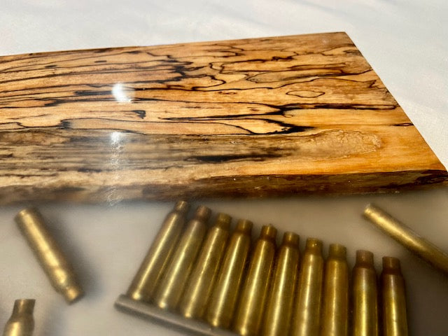 Spalted Maple and Ammunition Casings in Clips Serving Tray