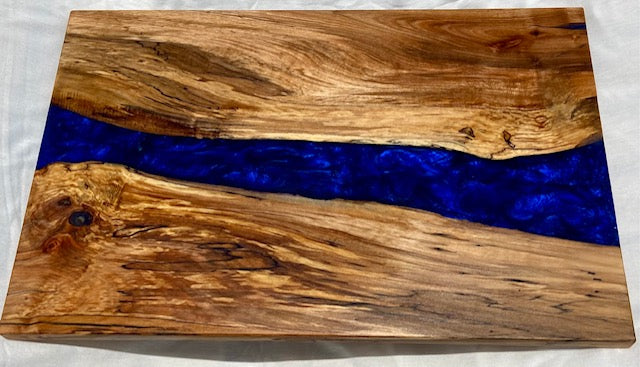 Spalted Maple and Blue Charcuterie Board, Large