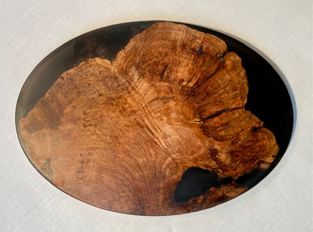 Oval Maple Burl and Smoke Brown Charcuterie Board