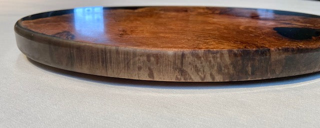 Oval Maple Burl and Smoke Brown Charcuterie Board