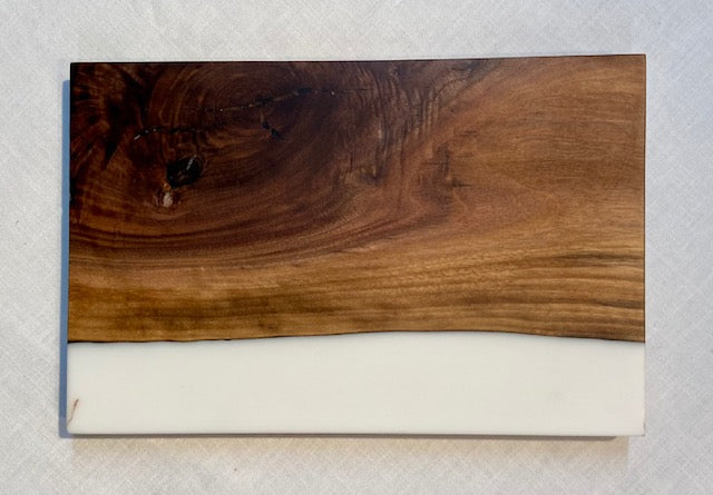 Small Walnut and White Serving Tray