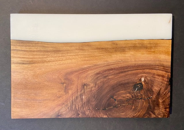 Small Walnut and White Serving Tray