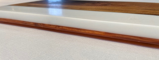 Small Walnut and White Serving Tray