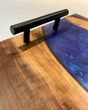 Load image into Gallery viewer, Walnut and &quot;burple&quot; Serving Tray with Black Handles
