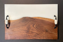 Load image into Gallery viewer, Walnut and Flat White Resin Serving Tray
