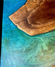 Load image into Gallery viewer, XL Walnut with Blue and Green Epoxy Serving Tray
