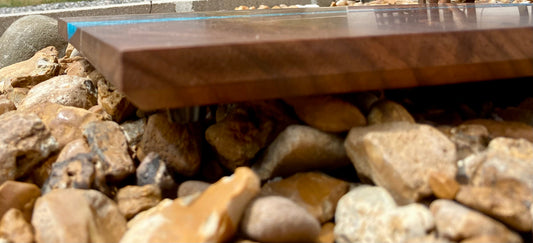 Blue-Green and Figured Walnut Charcuterie/Display Board