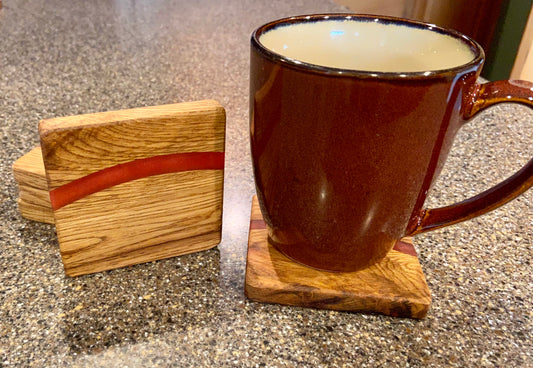 Oak and resin coasters