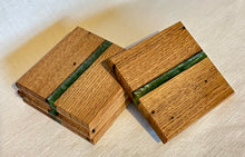 Load image into Gallery viewer, Green Epoxy Resin and Oak Coasters
