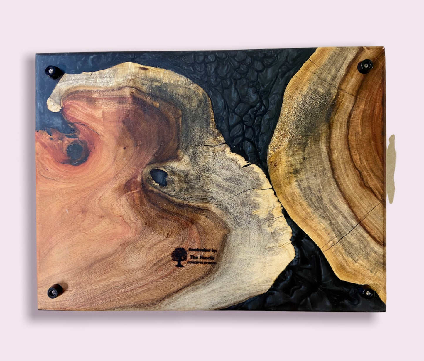 Cherry Burl and Steel Charcuterie Board Serving Tray