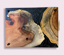 Load image into Gallery viewer, Cherry Burl and Steel Charcuterie Board Serving Tray
