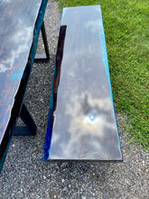 Load image into Gallery viewer, Custom Live Edge and Epoxy Dining Room Table and Benches (A. Coalson)
