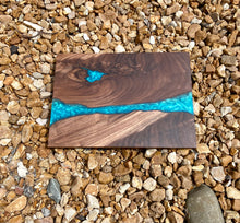 Load image into Gallery viewer, Blue-Green and Figured Walnut Charcuterie/Display Board

