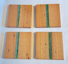Load image into Gallery viewer, Green Epoxy Resin and Oak Coasters
