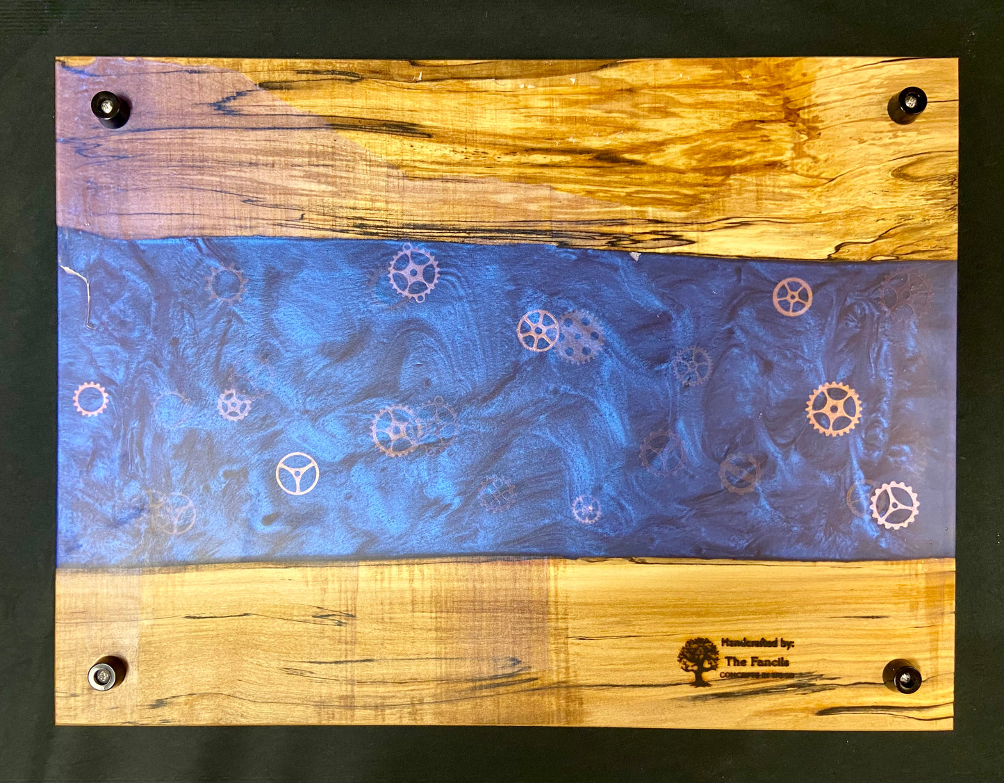 Spalted Maple and Purple Serving Tray with Gears