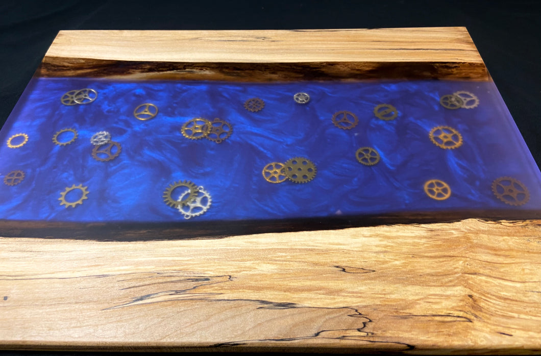 Spalted Maple and Purple Serving Tray with Gears