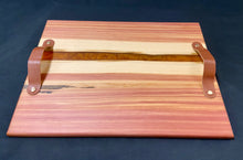 Load image into Gallery viewer, Cedar and Copper Charcuterie Board with Leather Handles
