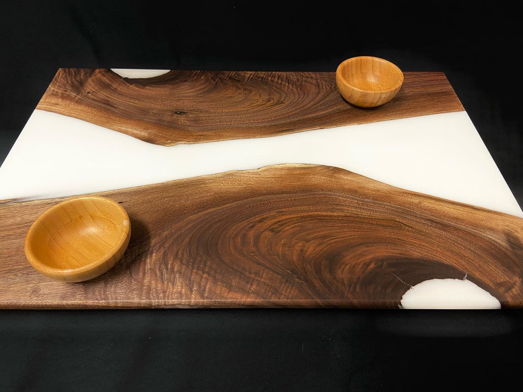 White and Walnut XL Serving Tray and Charcuterie Board