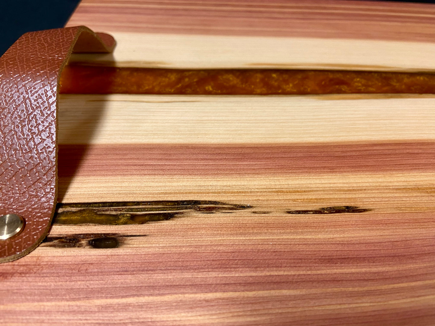 Cedar and Copper Charcuterie Board with Leather Handles