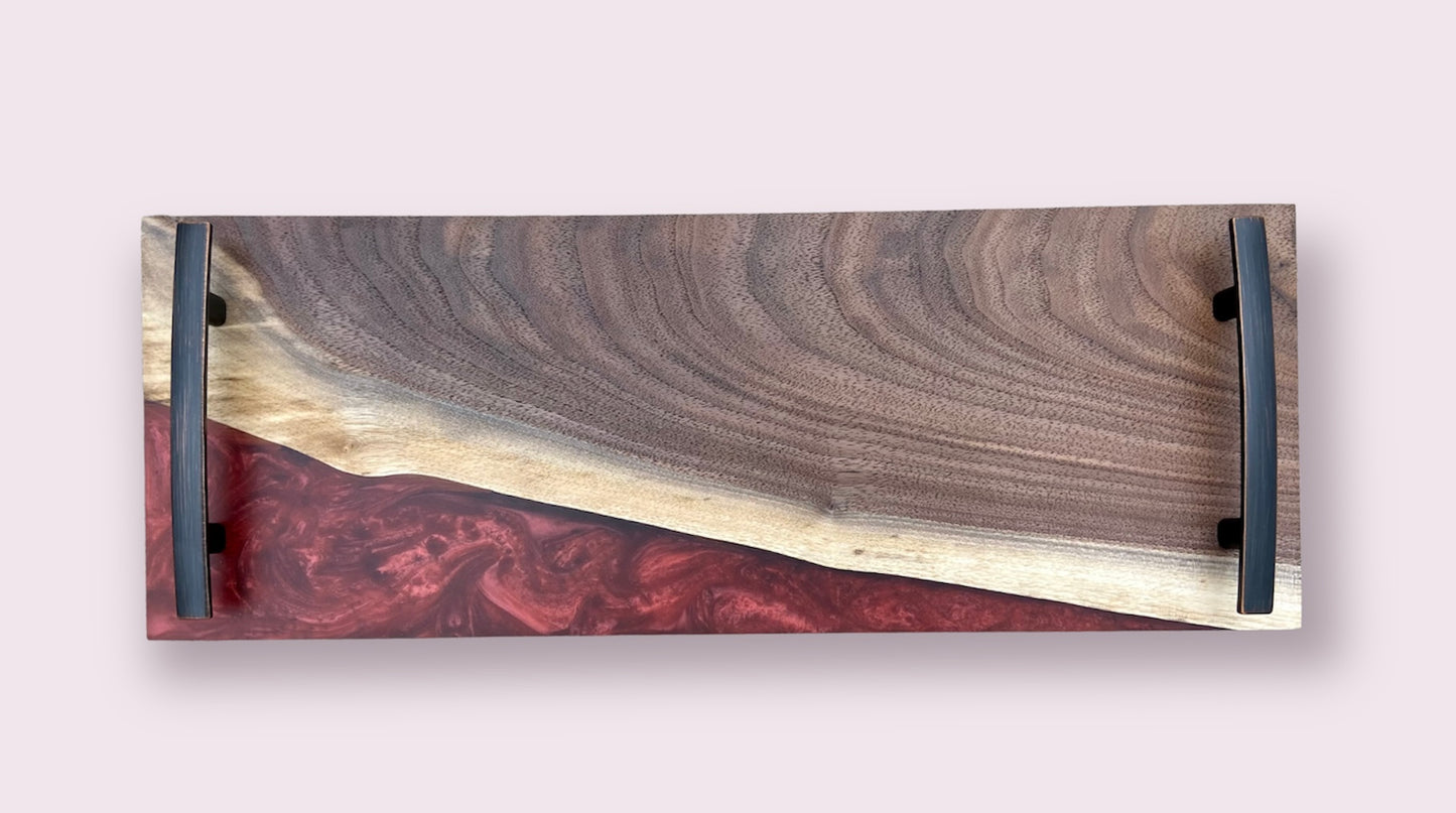 Walnut and Merlot Serving Tray and Charcuterie Board