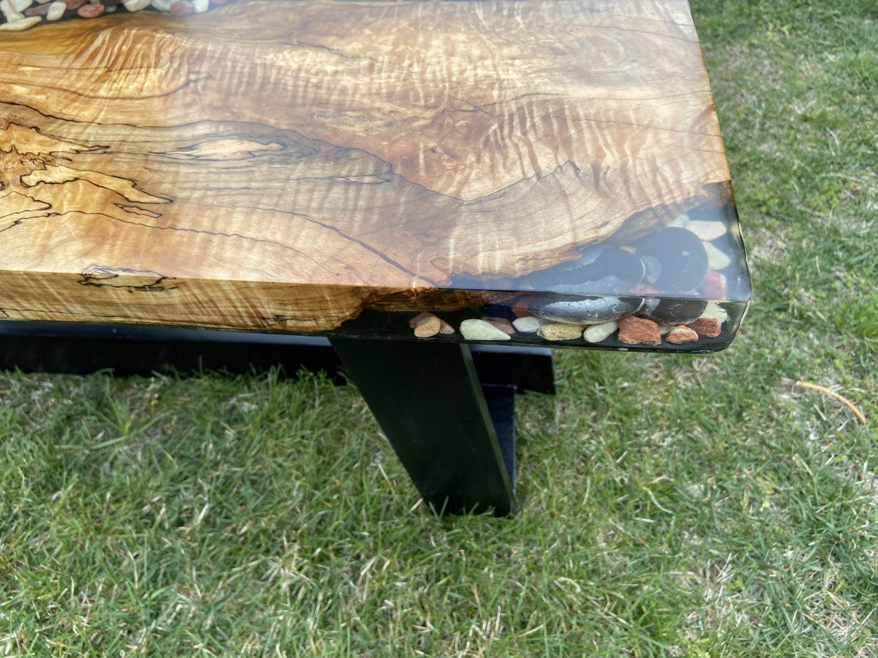 River rock coffee table