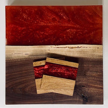 Load image into Gallery viewer, Small Red/Gold and Walnut Charcuterie/Grazing Board
